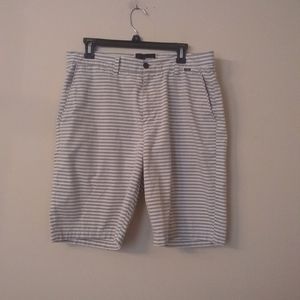 Hurley grey and cream striped cotton shorts